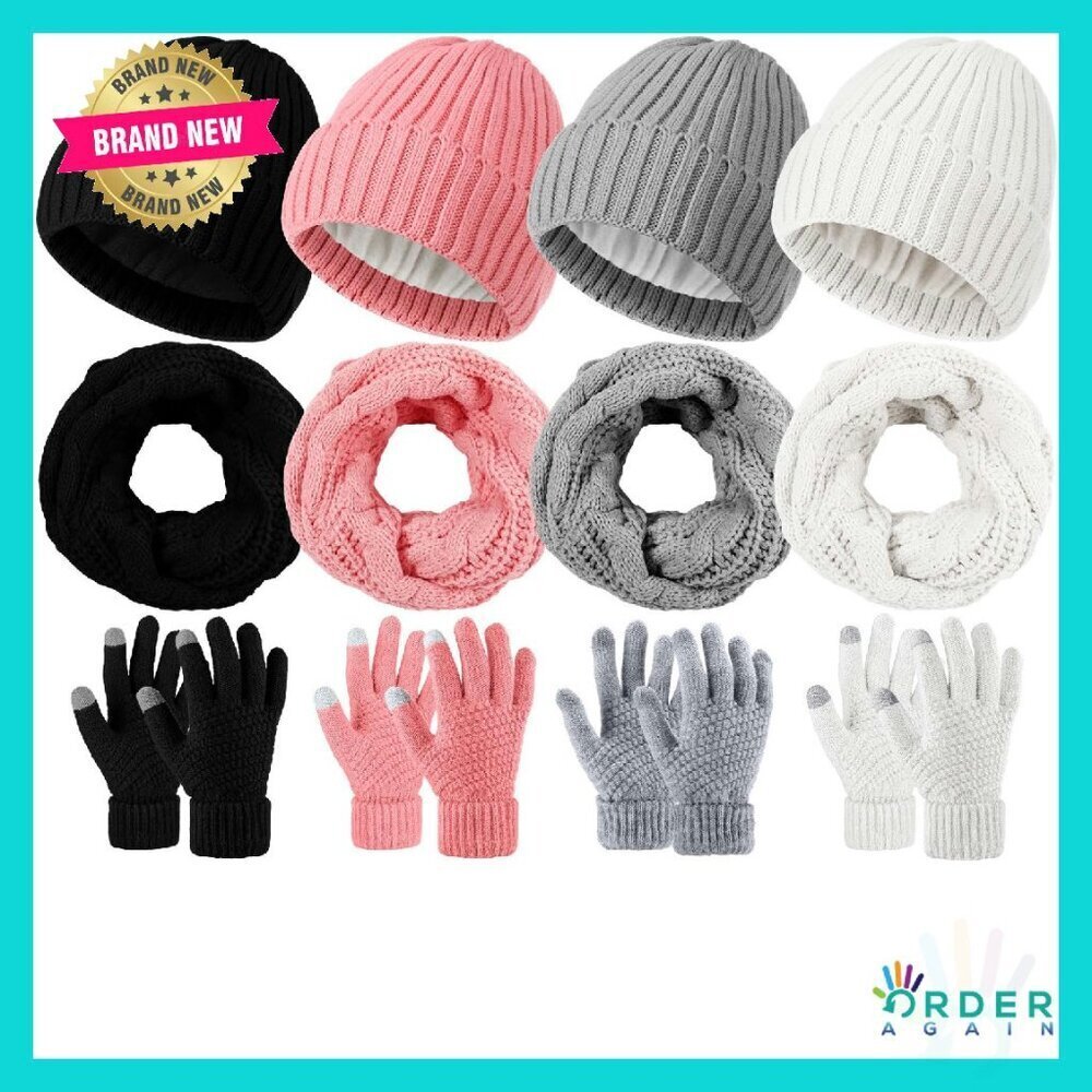 Winter Knit Beanie Scarf Gloves Set Touchscreen Cozy Chic Accessories